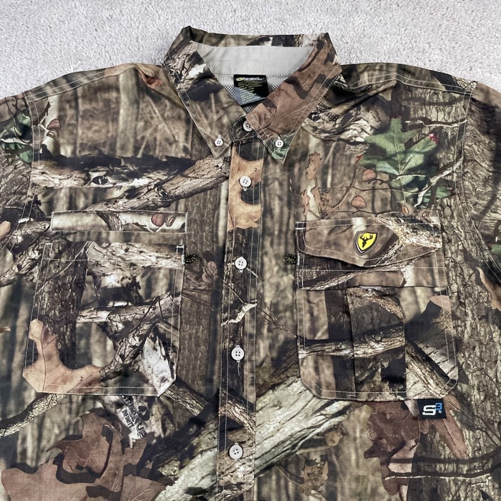 Scent Blocker Shirt Mens XL Brown Mossy Oak Breakup Camo Recon Hunting‎